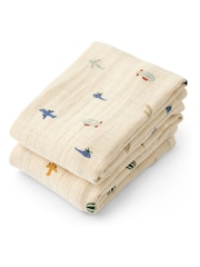 Liewood Blue Lewis 100% Cotton Muslins Cloths 2 Pack - Image 1 of 3