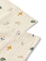 Liewood Blue Lewis 100% Cotton Muslins Cloths 2 Pack - Image 2 of 3