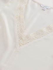 Ecru Short Sleeve Lace Trim V-Neck Top - Image 3 of 3