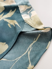 Slate/Cream Floral Relaxed Fit Short Sleeve Overhead V-Neck Blouse - Image 3 of 3