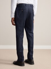 Navy Slim Fit Signature Marzotto 100% Italian Wool Check Suit Trousers - Image 2 of 11