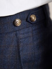 Navy Slim Fit Signature Marzotto 100% Italian Wool Check Suit Trousers - Image 4 of 11