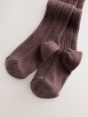 Chocolate Brown Regular Length Cotton Rich Cable Tights - Image 1 of 3