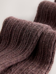 Chocolate Brown Regular Length Cotton Rich Cable Tights - Image 2 of 3