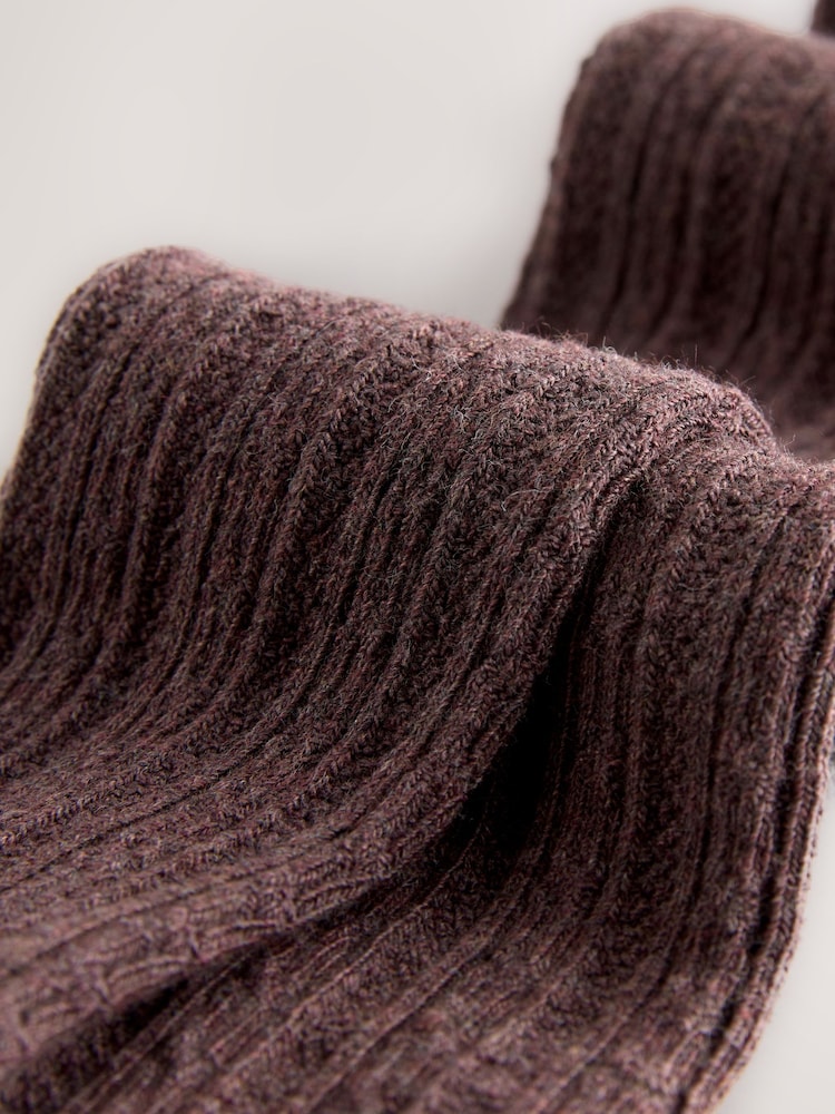 Chocolate Brown Regular Length Cotton Rich Cable Tights - Image 2 of 3 Chocolate Brown Regular Length Cotton Rich Cable Tights - Image 2 of 3