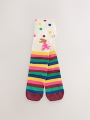 Cream Cotton Rich Dog Character Print Tights - Image 1 of 3