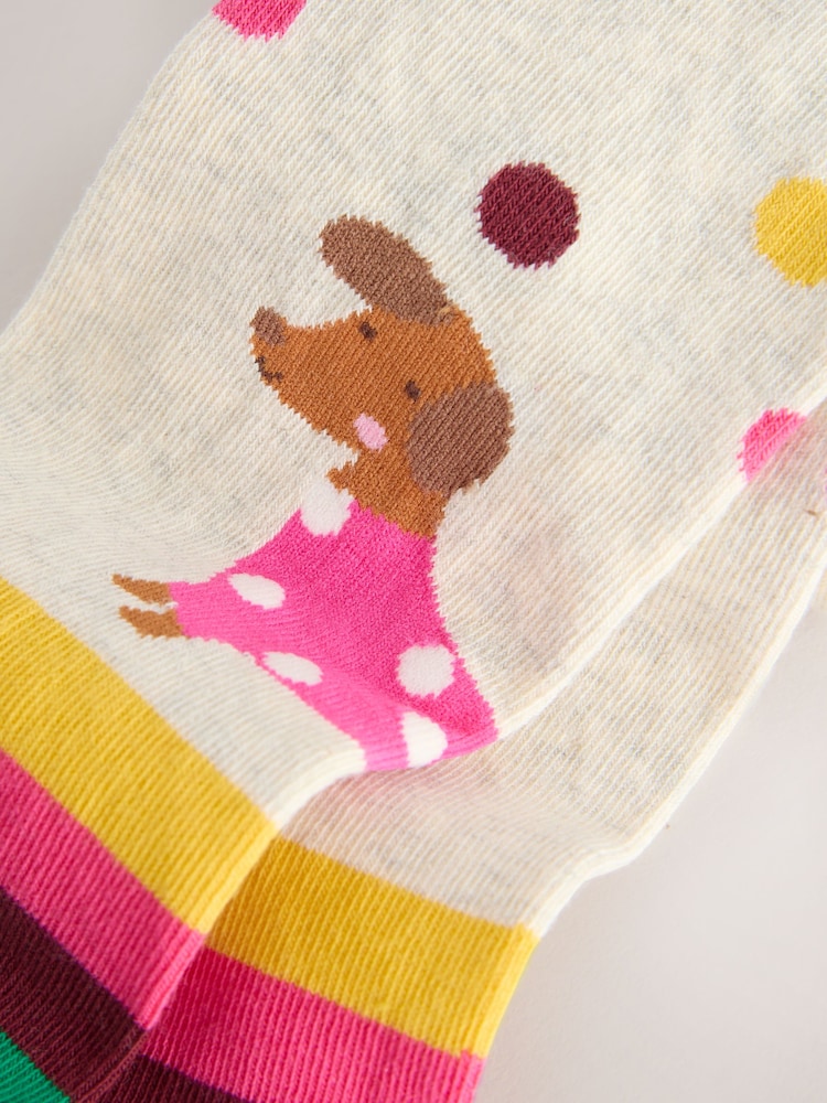 Cream Cotton Rich Dog Character Print Tights - Image 2 of 3