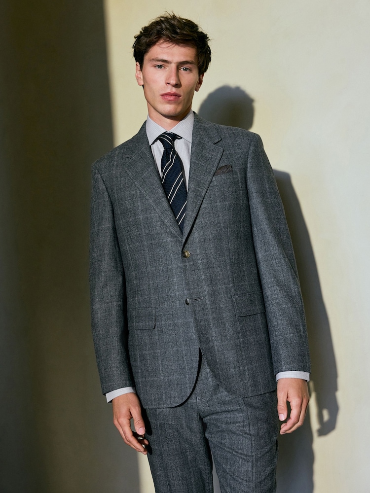 Grey Regular Fit Signature Reda Italian Wool Fabric Check Suit Jacket - Image 1 of 7 Grey Regular Fit Signature Reda Italian Wool Fabric Check Suit Jacket - Image 1 of 7
