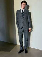 Grey Regular Fit Signature Reda Italian Wool Fabric Check Suit Jacket - Image 3 of 7