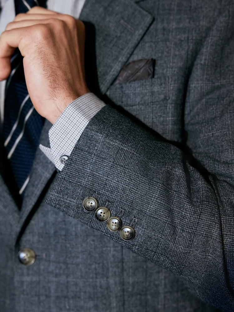 Grey Regular Fit Signature Reda Italian Wool Fabric Check Suit Jacket - Image 7 of 7 Grey Regular Fit Signature Reda Italian Wool Fabric Check Suit Jacket - Image 7 of 7