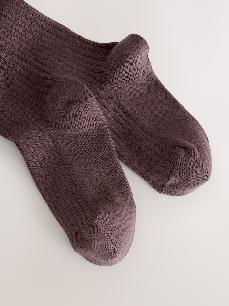 Chocolate Brown Cotton Rich Rib Tights - Image 2 of 3