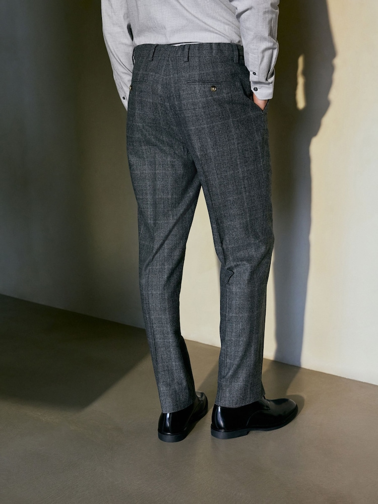 Gris - Regular Fit Signature Reda Italian Wool Fabric Check Suit Trousers - Imagen 2 de 4