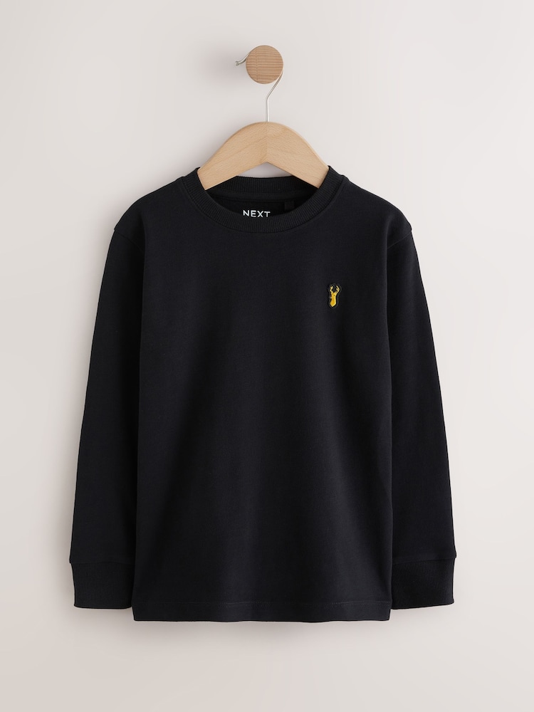 Black/White/Blue Stag Logo Long Sleeve Cosy T-Shirts 8 Pack (3-16yrs) - Image 2 of 9