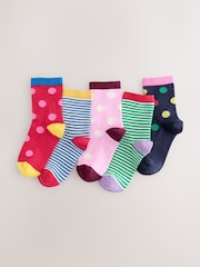 Pisane barve - Cotton Rich Stripe and Spot Ankle Socks 5 Pack - Slika 1 iz 3