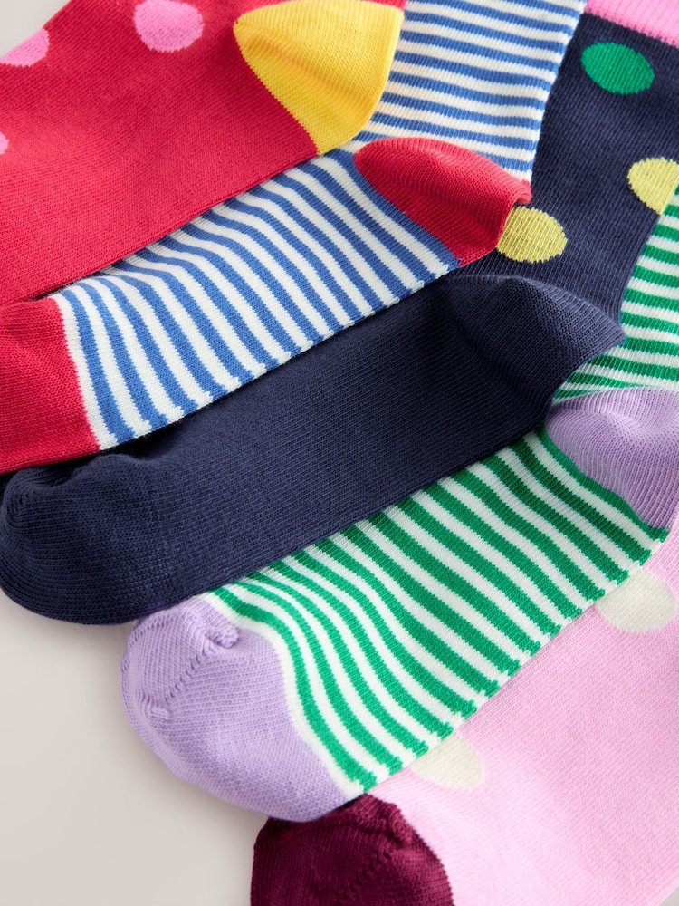 Multi Colour Cotton Rich Stripe and Spot Ankle Socks 5 Pack - Image 2 of 3 Multi Colour Cotton Rich Stripe and Spot Ankle Socks 5 Pack - Image 2 of 3