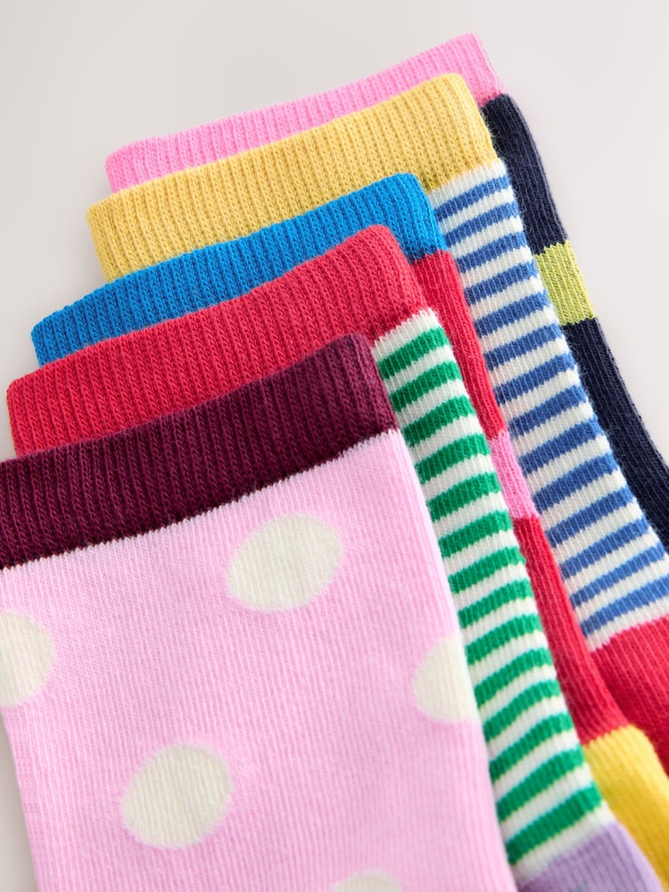 Multi Colour Cotton Rich Stripe and Spot Ankle Socks 5 Pack - Image 3 of 3 Multi Colour Cotton Rich Stripe and Spot Ankle Socks 5 Pack - Image 3 of 3