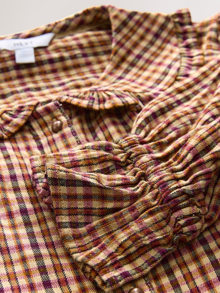 Brown/Orange Check - Peter Pan Collar Long Sleeve Blouse - Imagen 10 de 10 Brown/Orange Check - Peter Pan Collar Long Sleeve Blouse - Imagen 10 de 10
