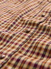 Brown/Orange Check - Peter Pan Collar Long Sleeve Blouse - Imagen 8 de 10