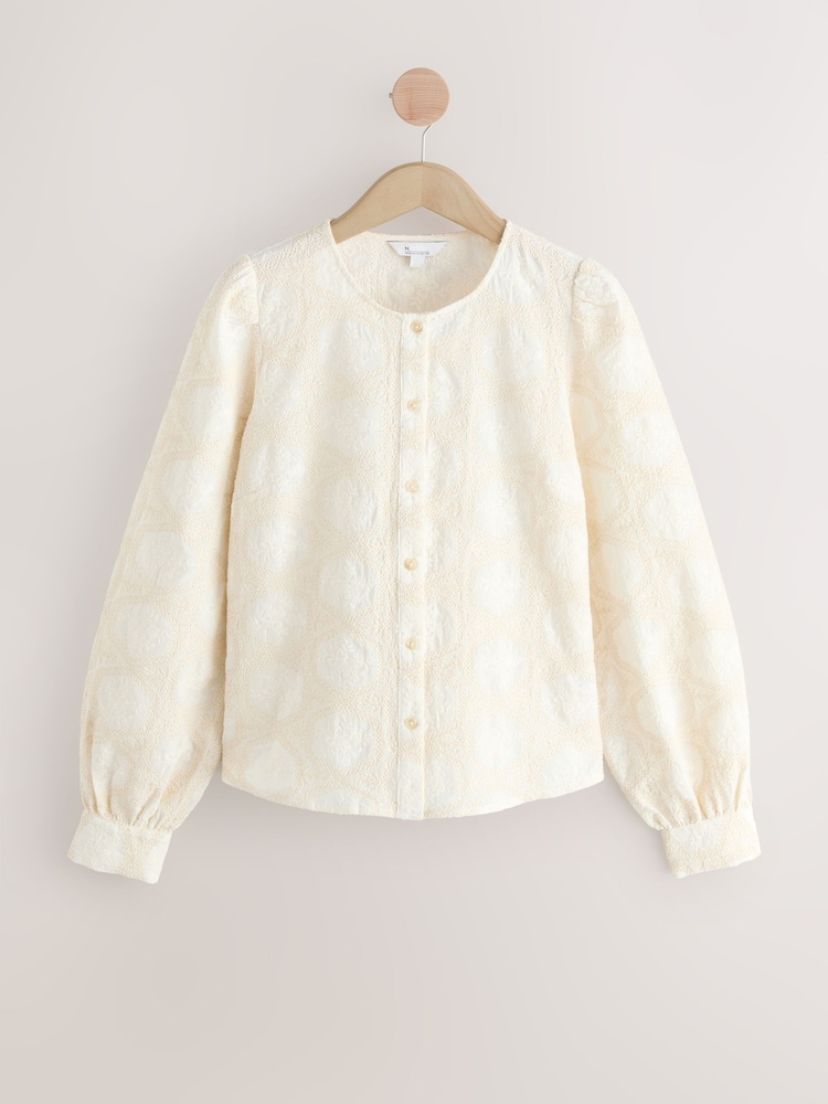 Ecru N. Premium Embroidered Long Sleeve Blouse - Image 1 of 3