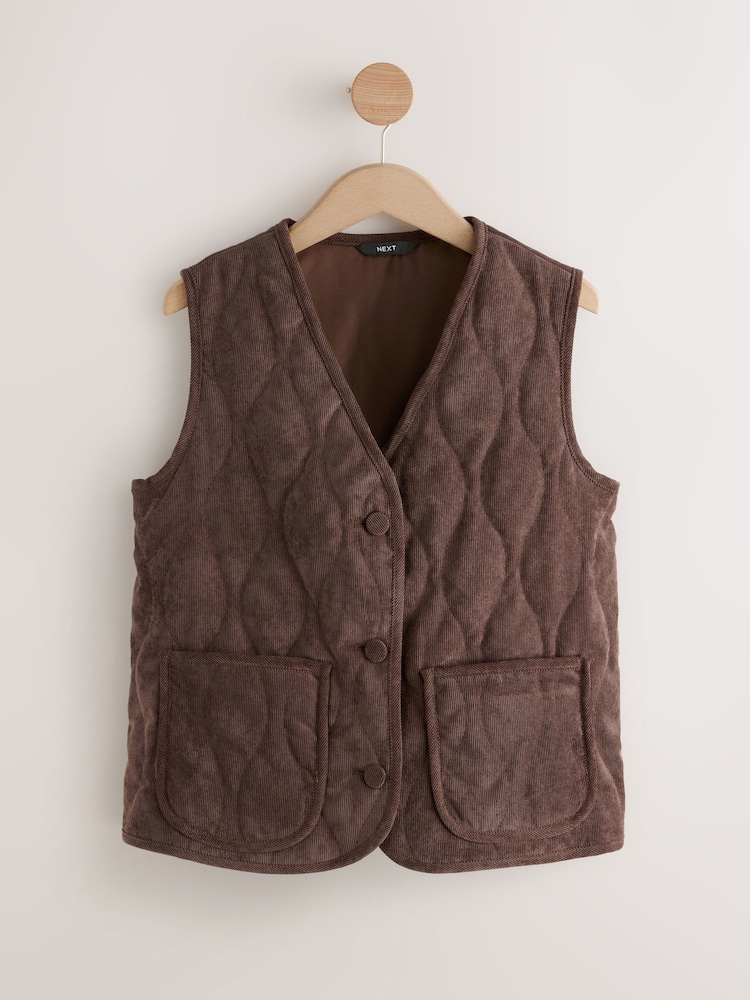 Brown Quilted Corduroy Gilet - Image 6 of 6
