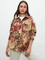 Multicolour Floral Tapestry Long Sleeve Shacket - Image 1 of 7