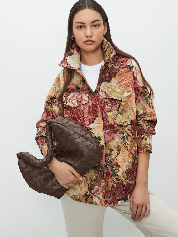 Multicolour Floral Tapestry Long Sleeve Shacket - Image 2 of 7