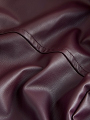 Wine Purple Faux Leather Long Sleeve Shirt - Image 2 of 3