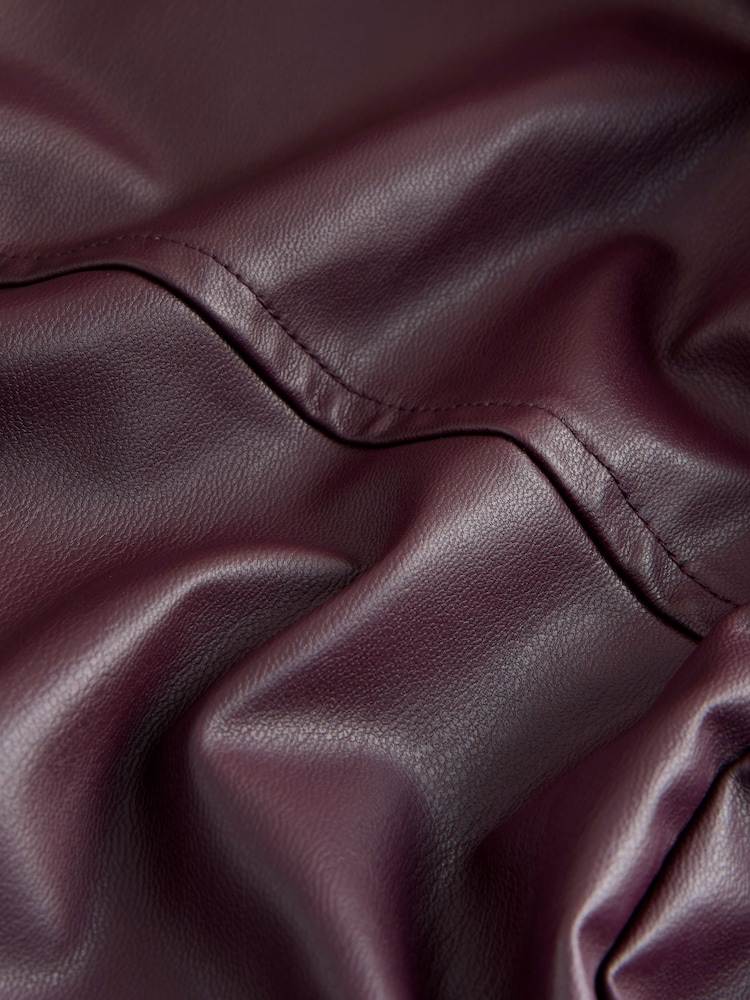Wine Purple Faux Leather Long Sleeve Shirt - Image 2 of 3