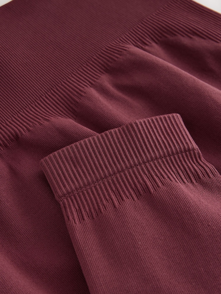 self. Burgundy Seamless Bum Scrunch Leggings - Image 3 of 3