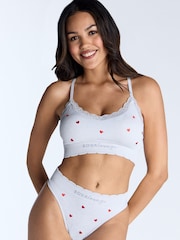 Boux Avenue Floral Print Embroidered Bralette And Thongs Set - Image 1 of 8