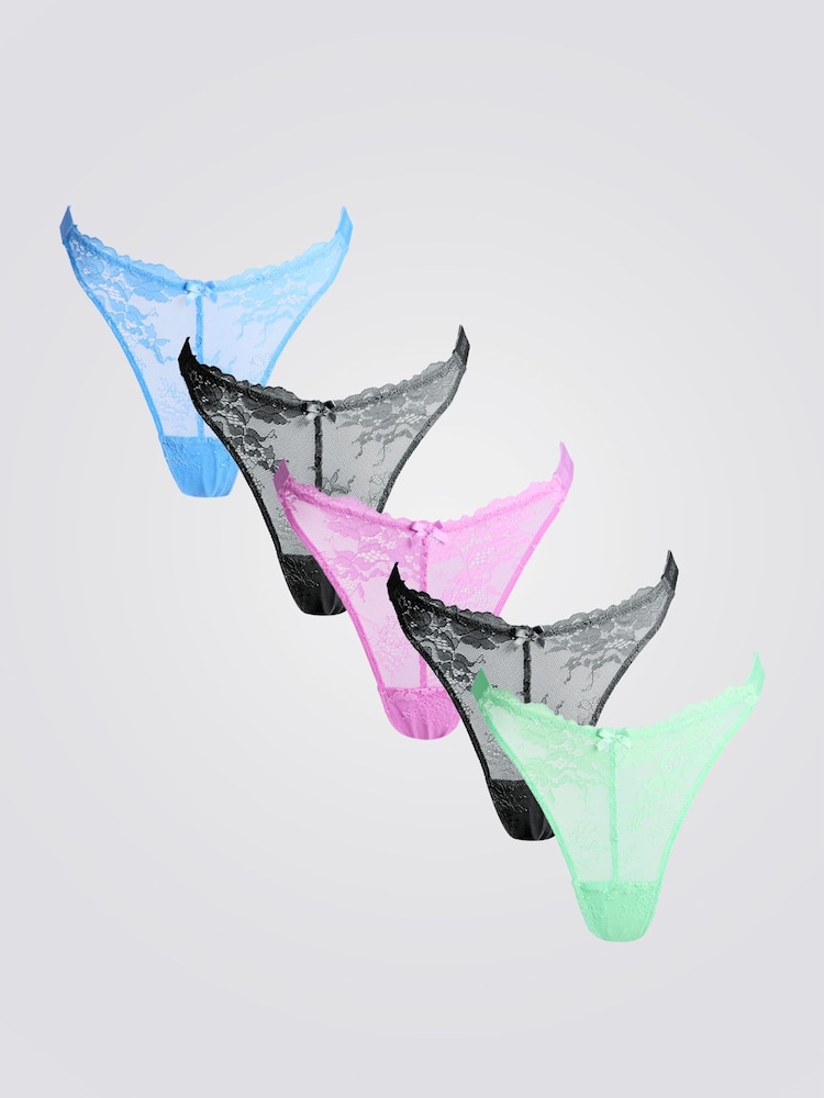 Boux Avenue Natural Multicoloured Fran High Leg Thongs 5 Pack - Image 1 of 1