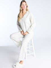 Boux Avenue Pink Seersucker Stripe Long 100% Cotton Pyjamas Set - Image 1 of 5