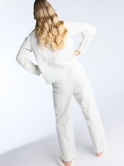Boux Avenue Pink Seersucker Stripe Long 100% Cotton Pyjamas Set - Image 2 of 5