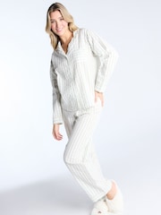 Boux Avenue Pink Seersucker Stripe Long 100% Cotton Pyjamas Set - Image 5 of 5