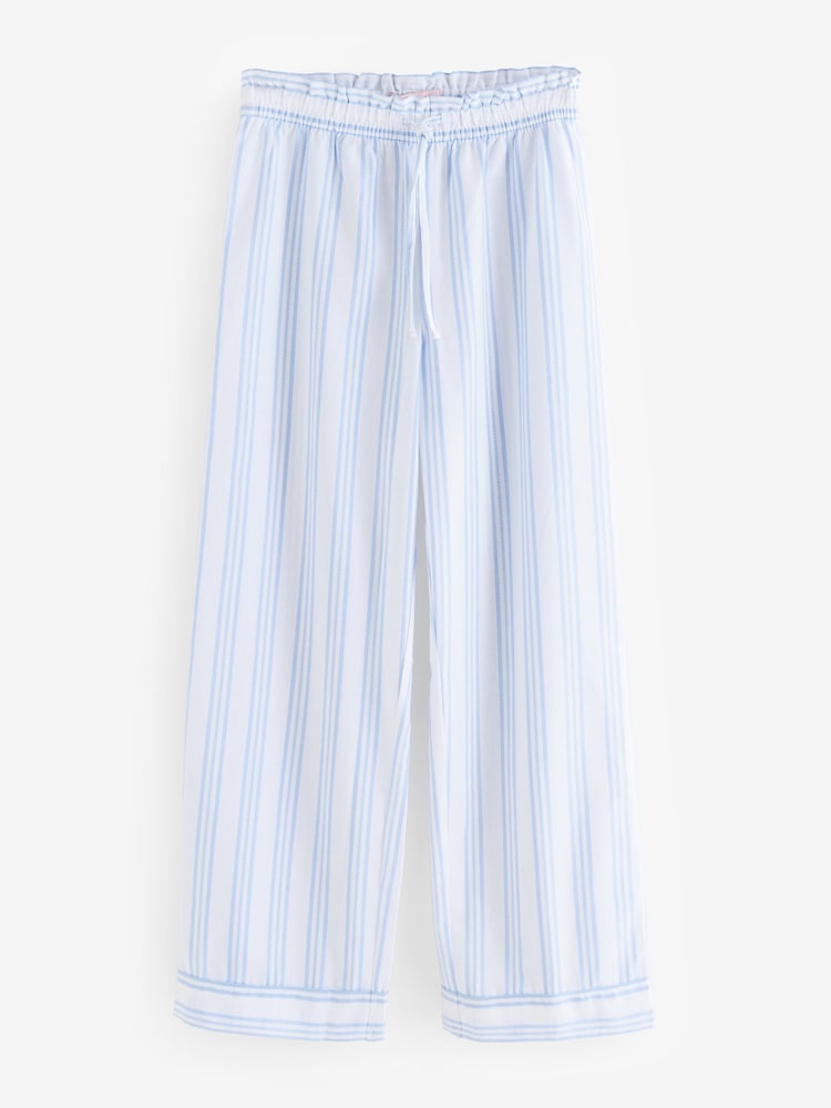 Boux Avenue Blue Woven 100% Cotton Stripe Long Pyjamas Set - صورة 3 من 3