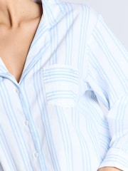 أزرق - طقم بيجامة طويلة مخططة منسوجة من القطن 100% من Boux Avenue - صورة 5 من 8