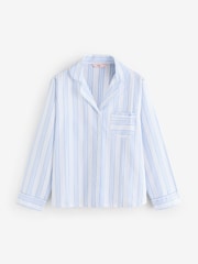 أزرق - طقم بيجامة طويلة مخططة منسوجة من القطن 100% من Boux Avenue - صورة 7 من 8