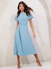Lipsy Blue Knot Side Midi Dress - Image 1 of 4