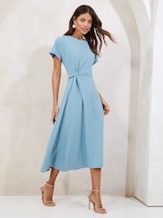 Lipsy Blue Knot Side Midi Dress - Image 2 of 4