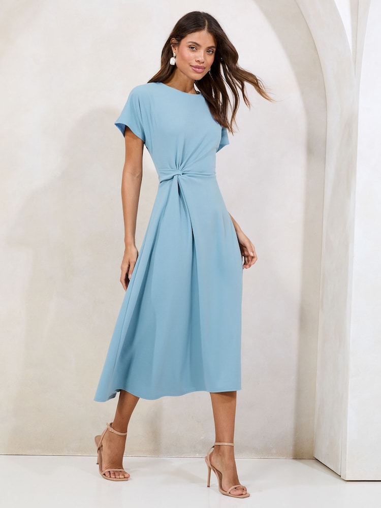 Lipsy Blue Knot Side Midi Dress - Image 2 of 4