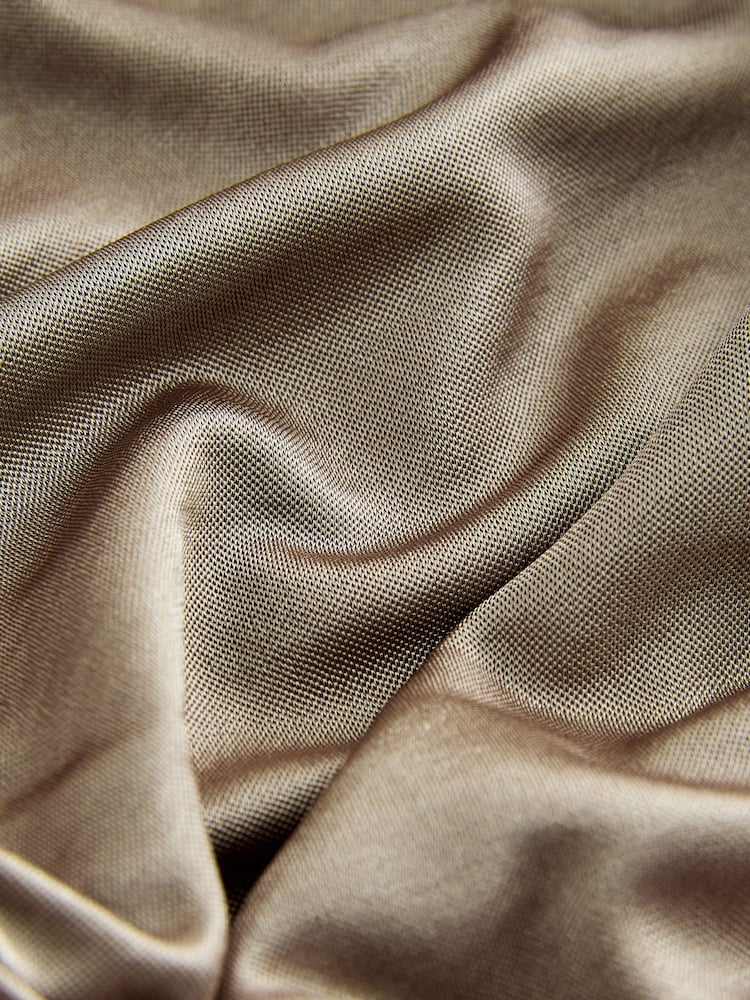 Gold Satin Jersey V-Neck Long Sleeve Top - Image 2 of 3