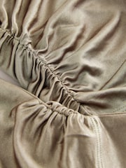 Gold Satin Jersey V-Neck Long Sleeve Top - Image 3 of 3