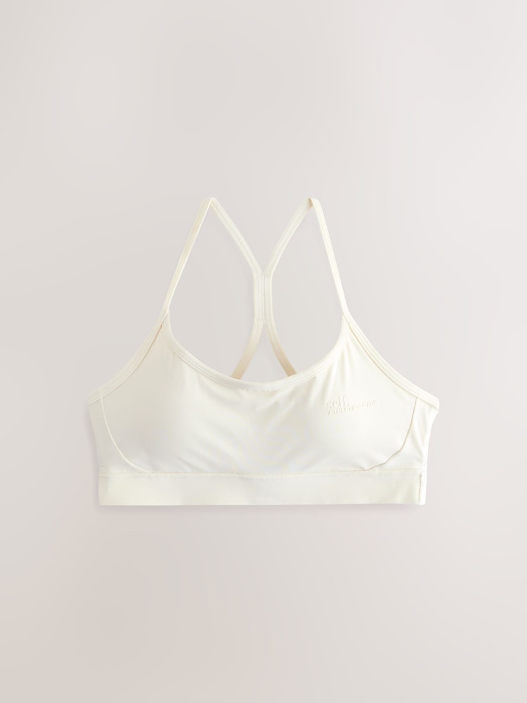 self. Ecru Strappy Non Wire Sports Bra - Image 1 of 4