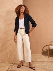 Love & Roses Navy Bobble Stitch Zip Thru Knit Cardigan - Image 3 of 4