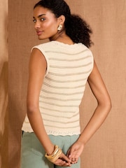 Love & Roses Ivory Scallop Pointelle Waistcoat - Image 4 of 4