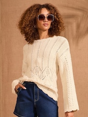 Love & Roses Bobble Stitch Wide Sleeve Knit Jumper - Image 1 of 4