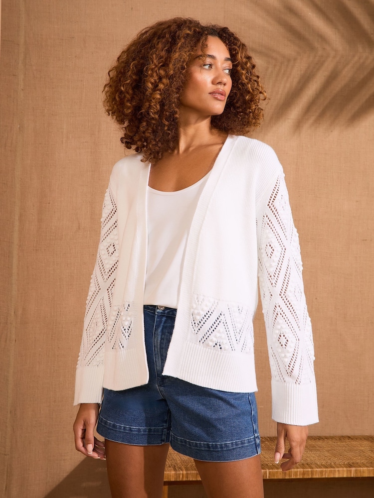 Love & Roses Ivory Bobble Stitch Cardigan - Image 1 of 4 Love & Roses Ivory Bobble Stitch Cardigan - Image 1 of 4