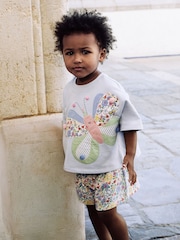 Blue Floral Butterfly Top & Shorts Set (3mths-7yrs) - Image 1 of 10