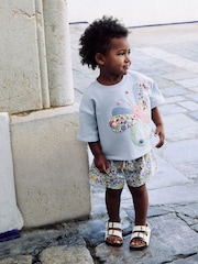 Blue Floral Butterfly Top & Shorts Set (3mths-7yrs) - Image 3 of 10