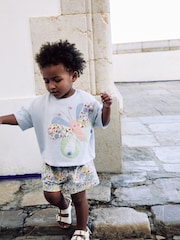 Blue Floral Butterfly Top & Shorts Set (3mths-7yrs) - Image 5 of 10